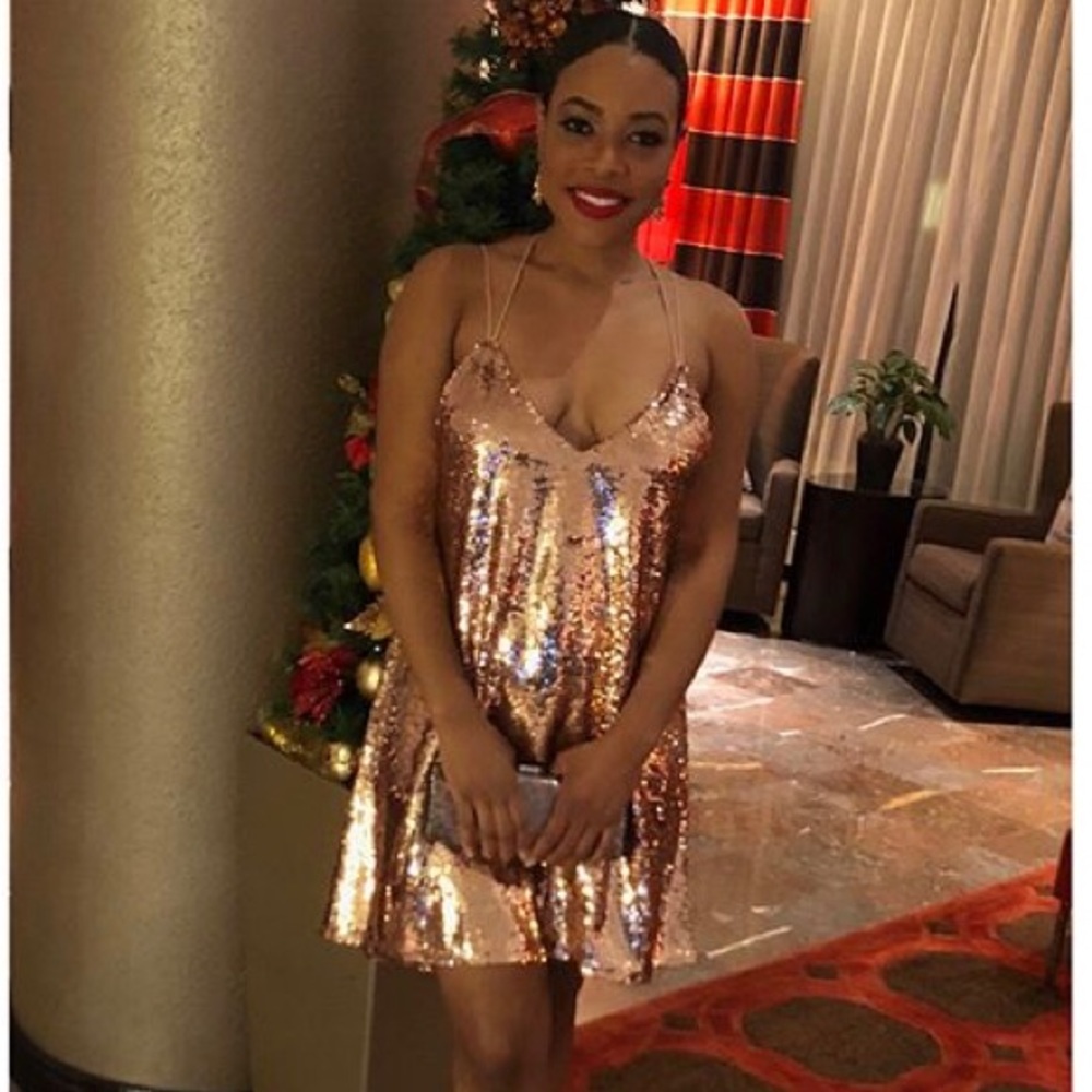 Gold sequin high-low dress